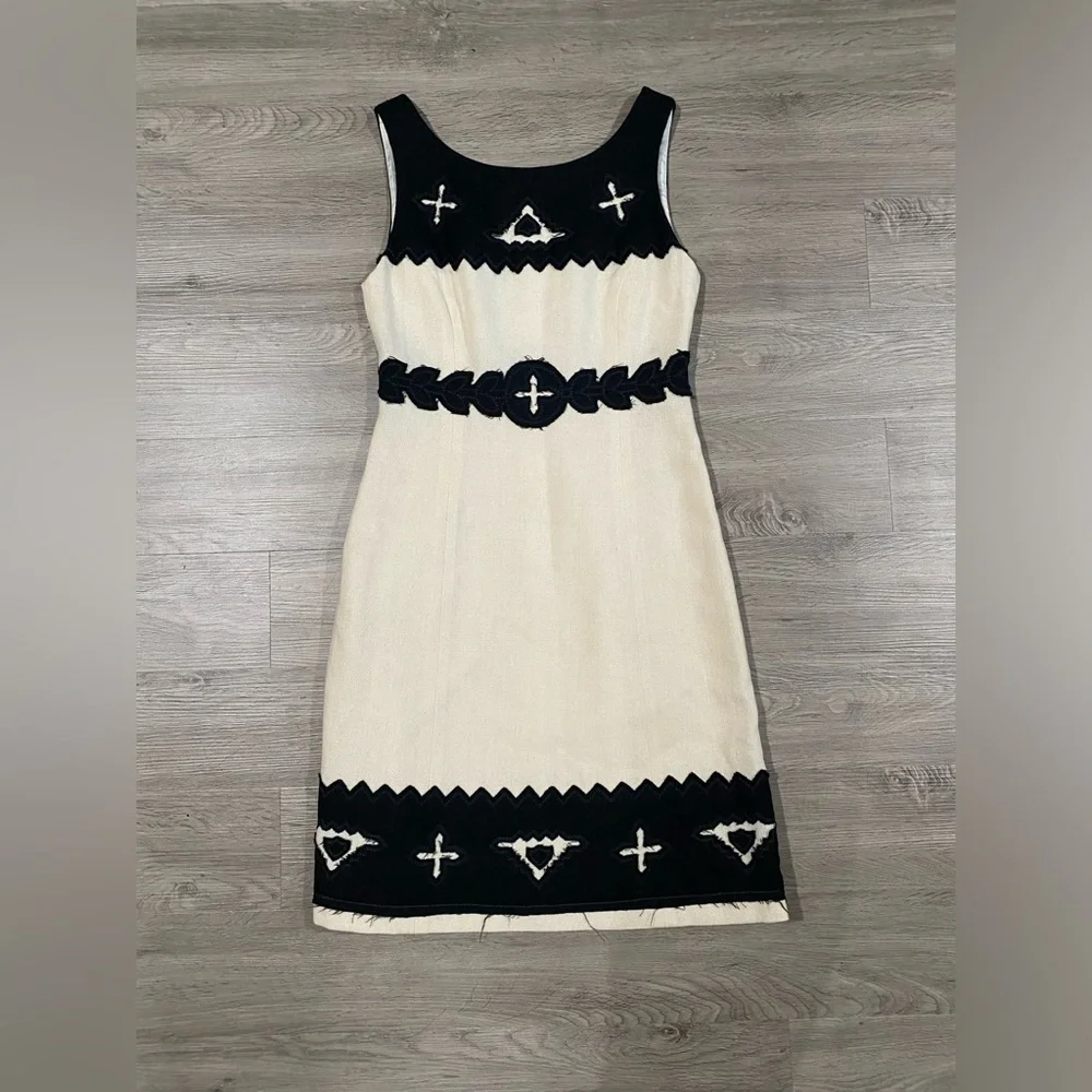 Tory Burch Wool Cream And Black Dress Midi‎ Knee Length